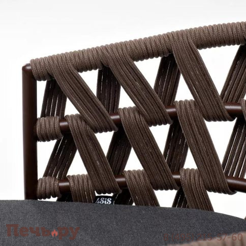 Стул плетеный из 4SiS Диего, каркас из стали коричневый (RAL8016) муар, роуп коричневый круглый, ткань темно-серая 027 фото 6