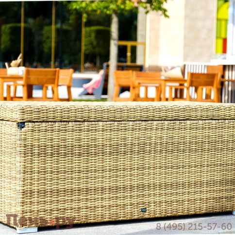 Сундук 4SiS Порту водонепроницаемый из искусственного ротанга, цвет соломенный фото 4