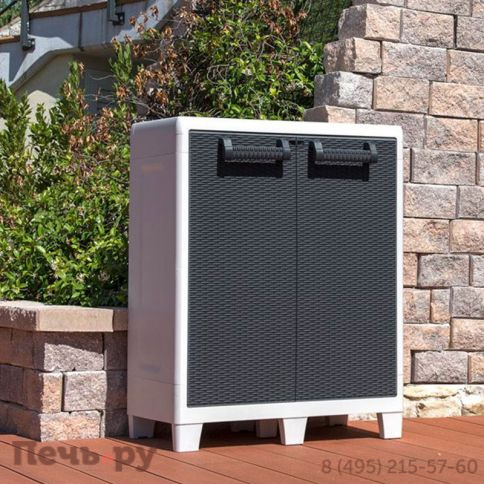 Уличный шкаф Gardeck 2х дверный глубокий Santorini XL (2 полки), светло-серый/антрацит фото 2