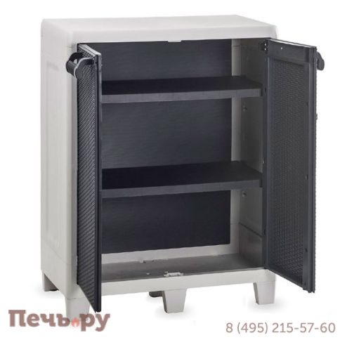 Уличный шкаф Gardeck 2х дверный глубокий Santorini XL (2 полки), светло-серый/антрацит фото 3