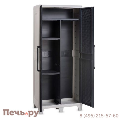 Уличный шкаф Gardeck 2х дверный глубокий SANTORINI XL (3 полки), светло-серый/антрацит фото 2