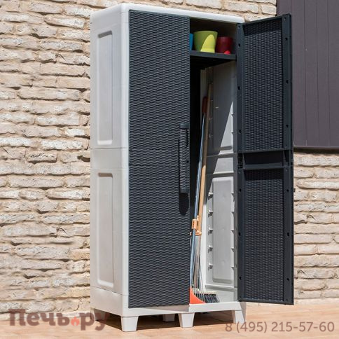 Уличный шкаф Gardeck 2х дверный глубокий SANTORINI XL (3 полки), светло-серый/антрацит фото 3