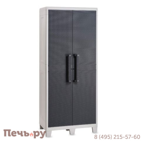 Уличный шкаф Gardeck 2х дверный глубокий SANTORINI XL (3 полки), светло-серый/антрацит фото