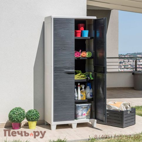Уличный шкаф Gardeck 2х дверный глубокий Woodys XL (4 полки), антрацит фото 13
