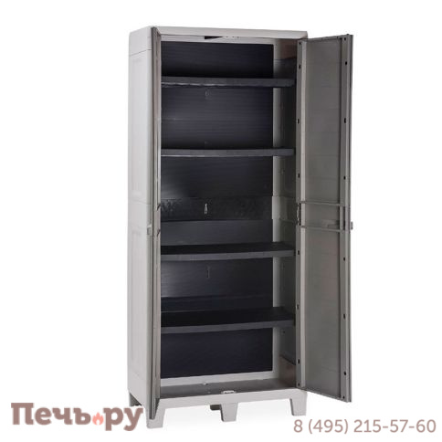 Уличный шкаф Gardeck 2х дверный глубокий Woodys XL (4 полки), светло-серый фото 4