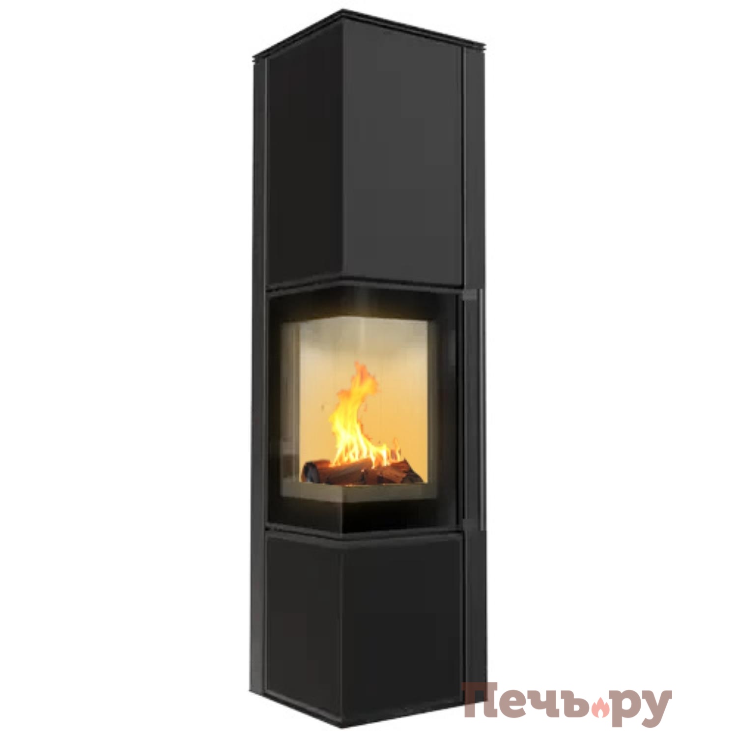 Печь камин Kratki Pro TORA/L Nero Assoluto, с доводчиком видео