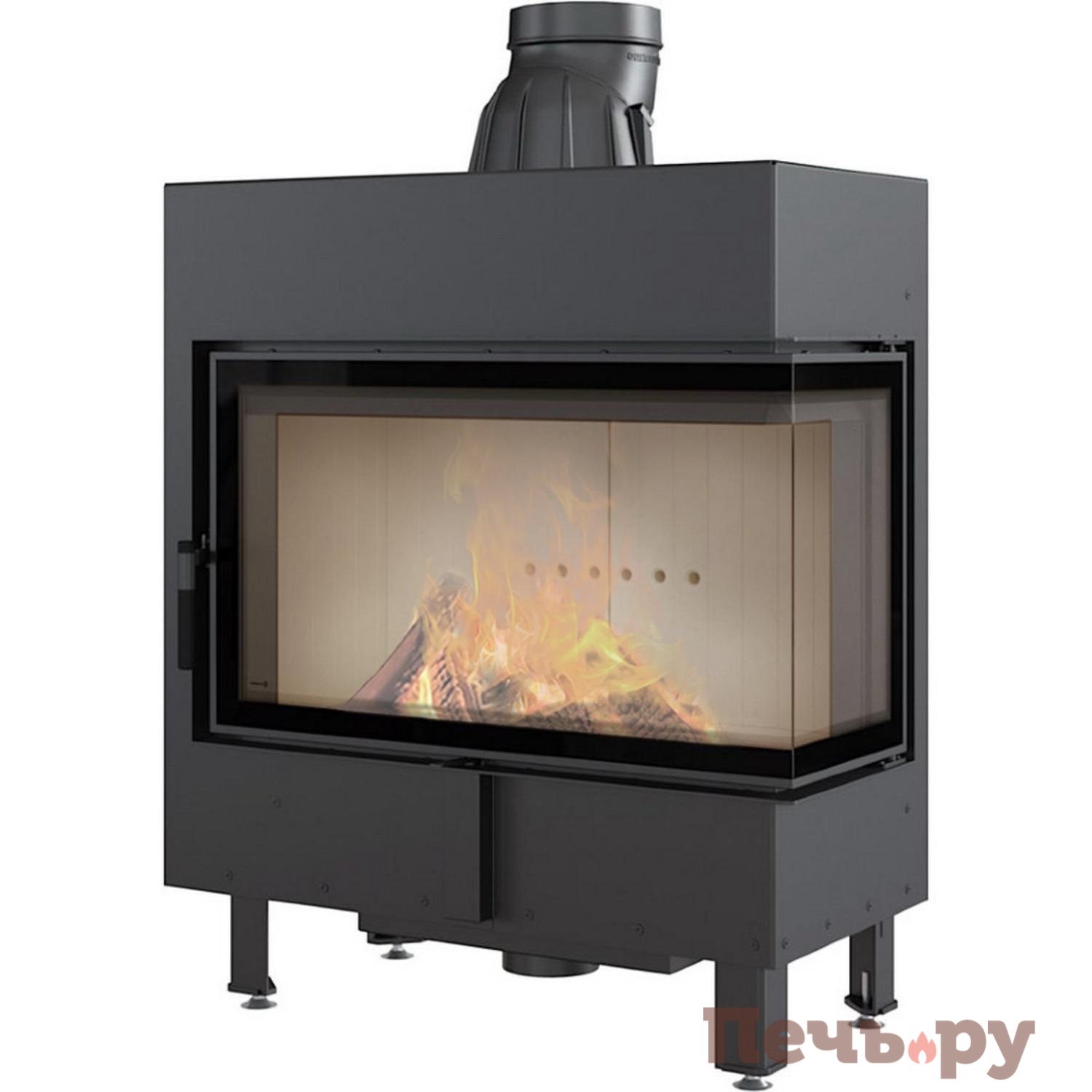 Каминная топка Kratki Pro Lucy/14/P/BS, Г-образное стекло справа видео