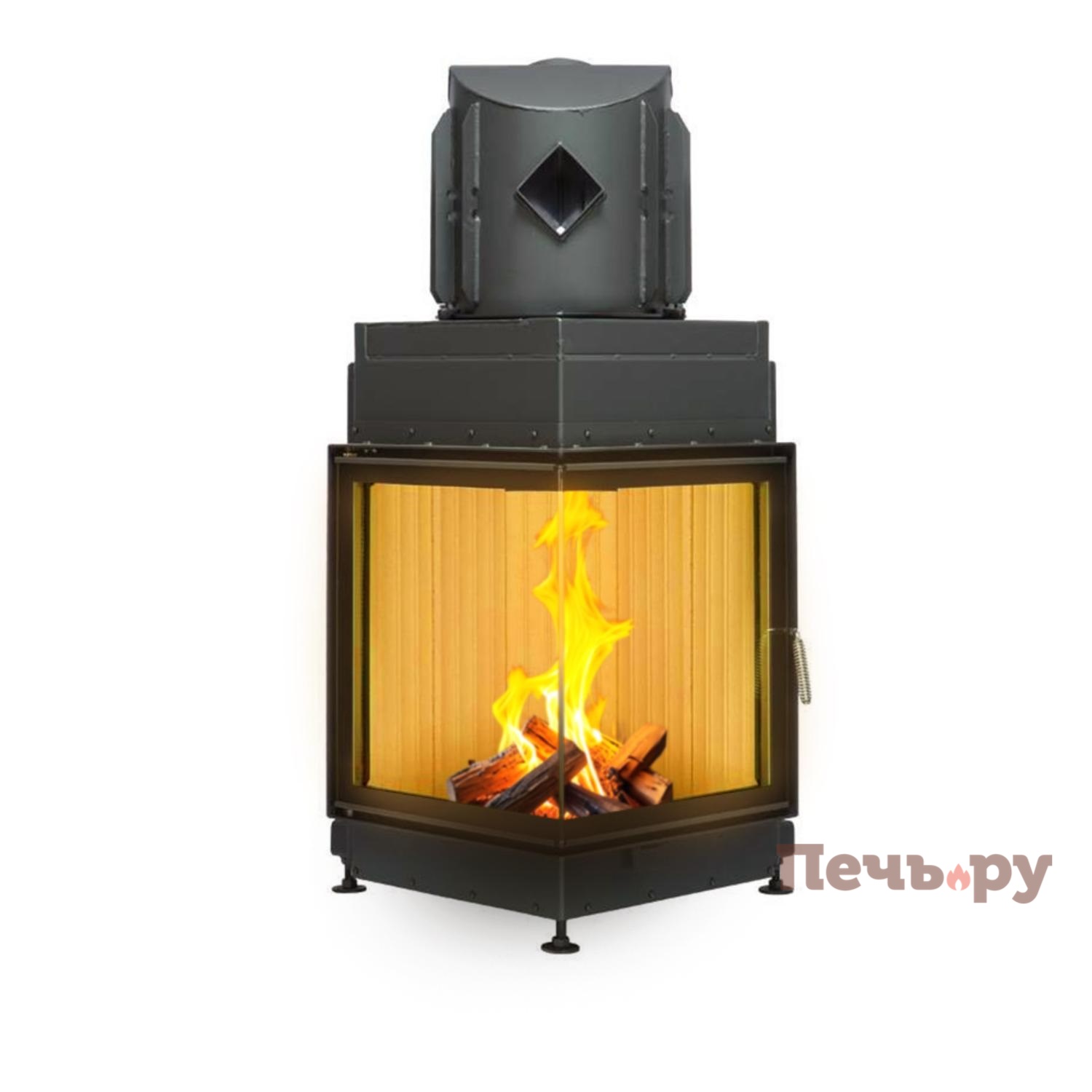 Каминная топка Brunner Eck-Kamin 57/52/52 без подъема (стекло - угловое) видео