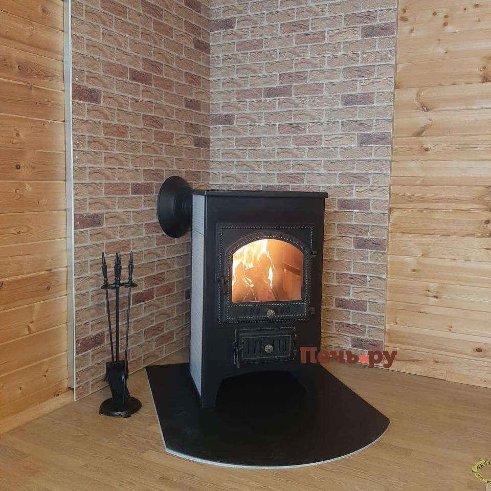 Печь-камин Везувий ПК-01 (205) с плитой беж. 12 кВт видео