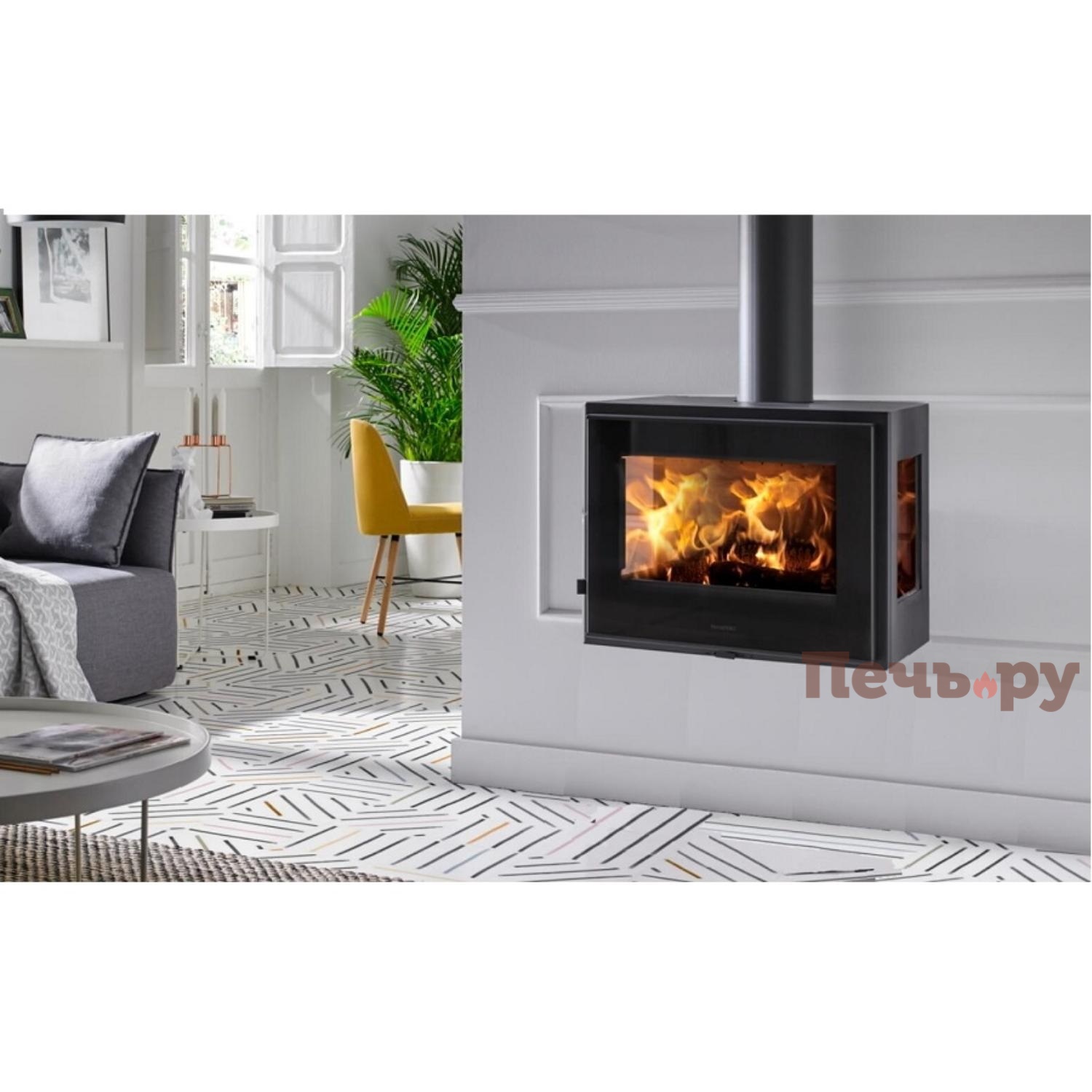 Печь камин Panadero Java Wall EcoDesign видео