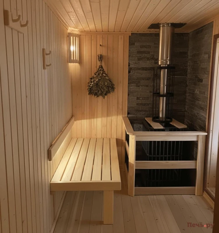 Банная печь с ограждением